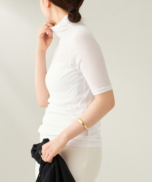 plage（プラージュ）の「Rib Sheer半袖タートル（Tシャツ/カットソー・レディース・ブラック/ホワイト・FREE）」の12枚目の写真