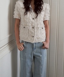 leune（ルネ）の「フリンジVネック半袖ジャケット（その他トップス）」