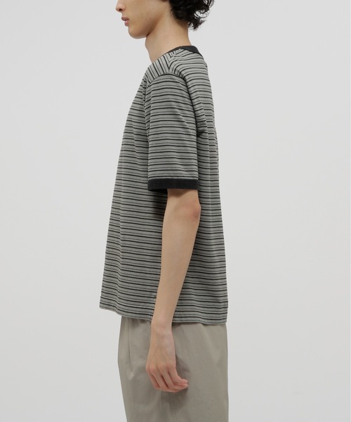 COTTON LINEN STRIPE JERSEY（Tシャツ/カットソー）｜MHL