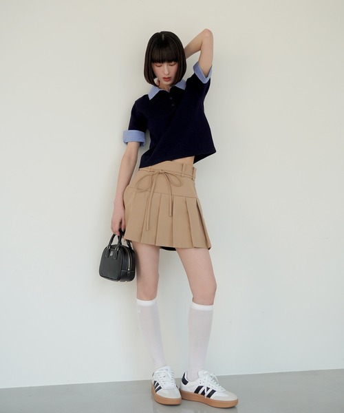 新品☆ eimy istoire タックプリーツフレアキュロット （BEIGE） eimy istoire（エイミーイストワール）の「タックミニスカート