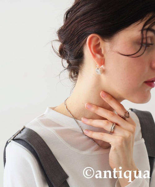 antiqua（アンティカ）の「ブロックピアス（ピアス（両耳用）・レディース・ゴールド/シルバー・フリー）」の5枚目の写真