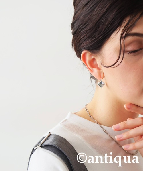 antiqua（アンティカ）の「ブロックピアス（ピアス（両耳用）・レディース・ゴールド/シルバー・フリー）」の6枚目の写真