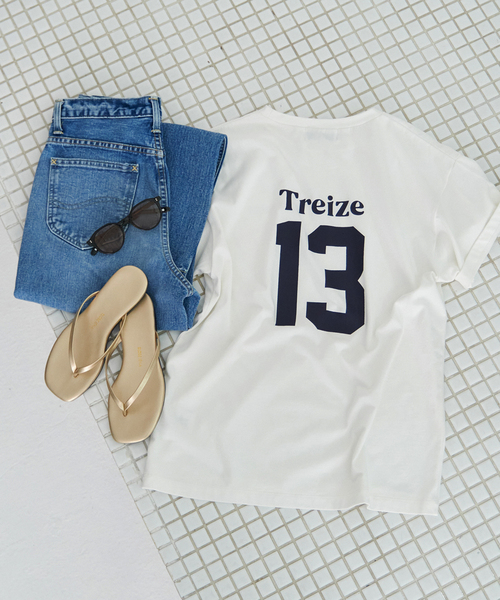 SLOBE IENA(スローブイエナ)の「《WEB限定/追加2》Treize 13 Tシャツ(Tシャツ/カットソー・レディース・ベージュ/ネイビー/ホワイト・FREE)」の2枚目の写真