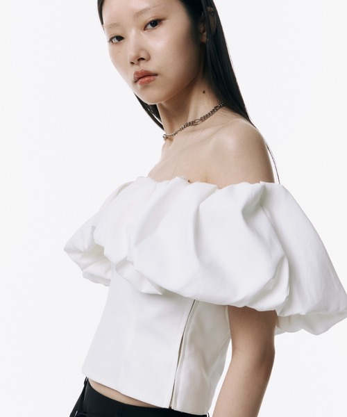 JOSE MOON（ジョゼムーン）の「BALLON SLEEVE TOP/バルーンスリーブトップ（Tシャツ/カットソー・レディース・オレンジ/ホワイト/ブルー/ブラック・FREE）」の9枚目の写真