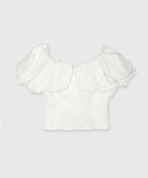 THE TOE ホワイトフリルバルーンスリーブシャツ BALLON SLEEVE TOP/バルーンスリーブトップ（Tシャツ/カットソー