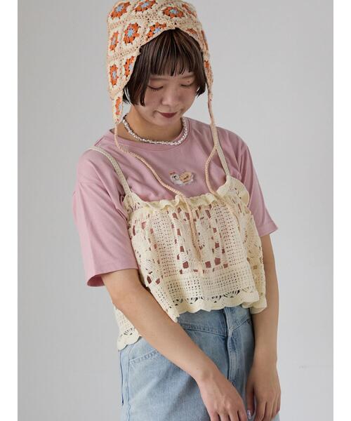 ehka sopo（エヘカソポ）の「クロシェライクビスチェ（キャミソール・レディース・ミント/ブラック/キナリ・F）」の11枚目の写真