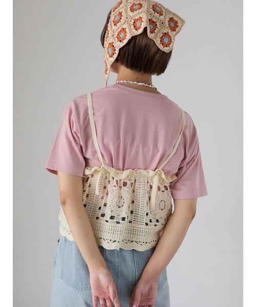 ehka sopo（エヘカソポ）の「クロシェライクビスチェ（キャミソール・レディース・ミント/ブラック/キナリ・F）」の8枚目の写真