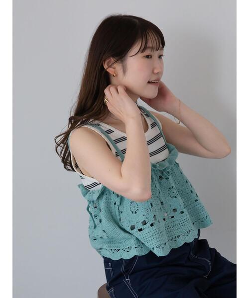 ehka sopo（エヘカソポ）の「クロシェライクビスチェ（キャミソール・レディース・ミント/ブラック/キナリ・F）」の19枚目の写真