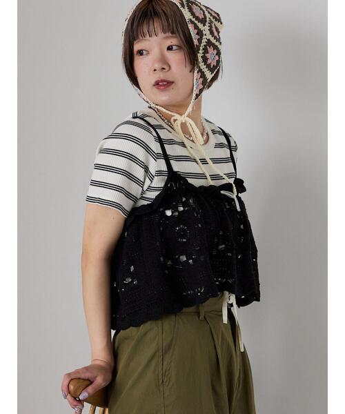 ehka sopo（エヘカソポ）の「クロシェライクビスチェ（キャミソール・レディース・ミント/ブラック/キナリ・F）」の13枚目の写真