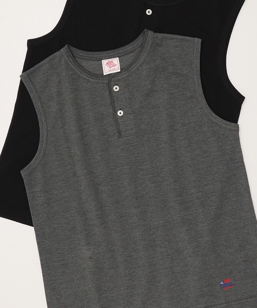 JEMORGAN（ジェーイーモーガン）の「【JEMORGAN / ジェーイーモーガン】カノコヘンリーネックノースリーブ（タンクトップ・レディース・イエロー/ネイビー/ホワイト/グリーン系/チャコール/レッド系/ブラック・FREE）」の3枚目の写真