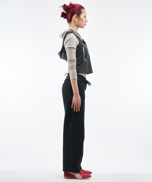 Oriens JOURNAL STANDARD（オリエンス ジャーナルスタンダード）の「《追加》ボーダーフーディー タンクトップ（タンクトップ・レディース・ブラック/ピンク・FREE）」の3枚目の写真