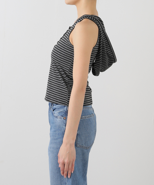 Oriens JOURNAL STANDARD（オリエンス ジャーナルスタンダード）の「《追加》ボーダーフーディー タンクトップ（タンクトップ・レディース・ブラック/ピンク・FREE）」の12枚目の写真