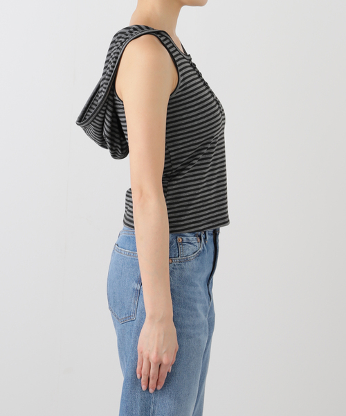 Oriens JOURNAL STANDARD（オリエンス ジャーナルスタンダード）の「《追加》ボーダーフーディー タンクトップ（タンクトップ・レディース・ブラック/ピンク・FREE）」の14枚目の写真