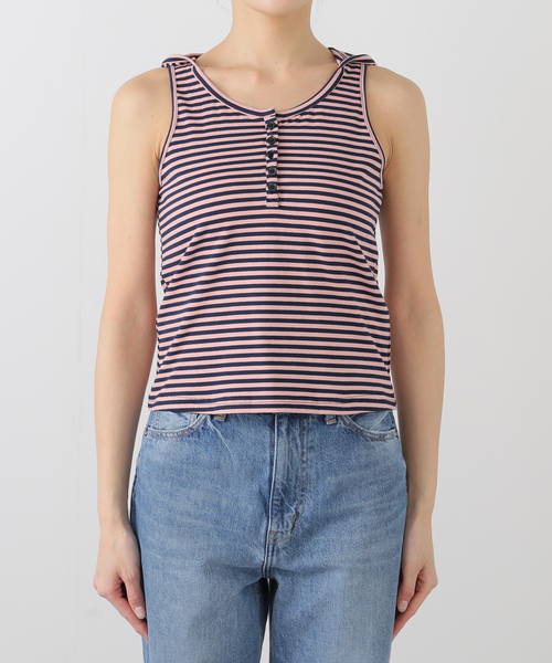 Oriens JOURNAL STANDARD（オリエンス ジャーナルスタンダード）の「《追加》ボーダーフーディー タンクトップ（タンクトップ・レディース・ブラック/ピンク・FREE）」の20枚目の写真