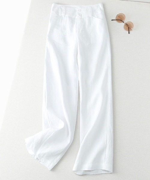 CADBURY（キャドバリー）の「ハイウエストワイドパンツ（その他パンツ・レディース・アイボリー/ブラック/ブルー/ホワイト/グリーン/ベージュ・SMALL/MEDIUM/LARGE/X-LARGE）」の2枚目の写真