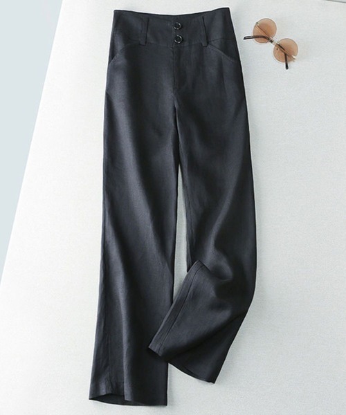 CADBURY（キャドバリー）の「ハイウエストワイドパンツ（その他パンツ・レディース・アイボリー/ブラック/ブルー/ホワイト/グリーン/ベージュ・SMALL/MEDIUM/LARGE/X-LARGE）」の4枚目の写真