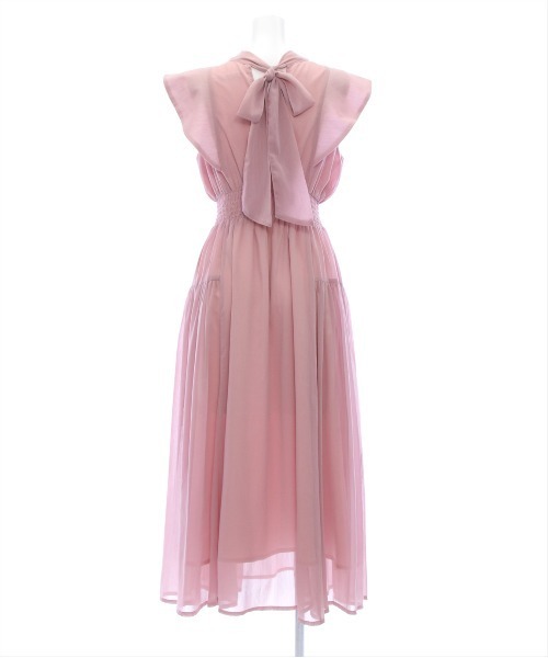 CLEAR BASIC（クリアベーシック）の「【低身長サイズ有】ウエストシャーリングバックリボンノースリーブワンピース[大人 フェミニン]（ワンピース・レディース・ピンク/ブラック/ブルーグレー・F/XS）」の12枚目の写真