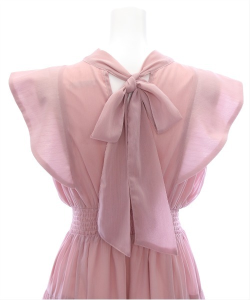 CLEAR BASIC（クリアベーシック）の「【低身長サイズ有】ウエストシャーリングバックリボンノースリーブワンピース[大人 フェミニン]（ワンピース・レディース・ピンク/ブラック/ブルーグレー・F/XS）」の11枚目の写真