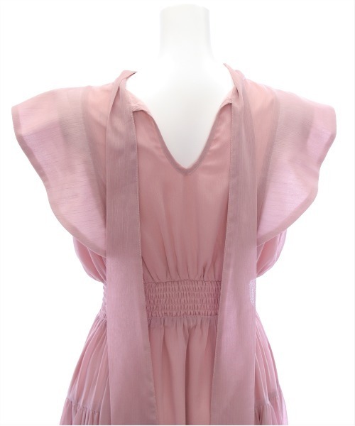 CLEAR BASIC（クリアベーシック）の「【低身長サイズ有】ウエストシャーリングバックリボンノースリーブワンピース[大人 フェミニン]（ワンピース・レディース・ピンク/ブラック/ブルーグレー・F/XS）」の6枚目の写真