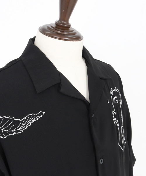 ブラウス シャツ ADAMPATEK/mad embroidery short sleeve shirt/刺繍入りドレープ半袖シャツ(AP251502 ADAM PATEK ブラウス シャツ ADAMPATEK/mad embroidery short