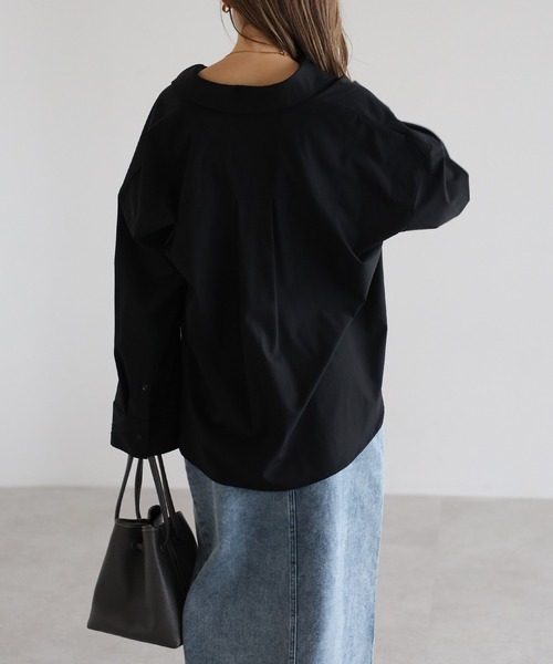 ボンジュールサガン BONJOUR SAGAN 【撥水・接触冷感・UVカット】ロールアップスリーブシャツ （BLACK） ボンジュールサガン BONJOUR SAGAN 【撥水・接触冷感・UVカット