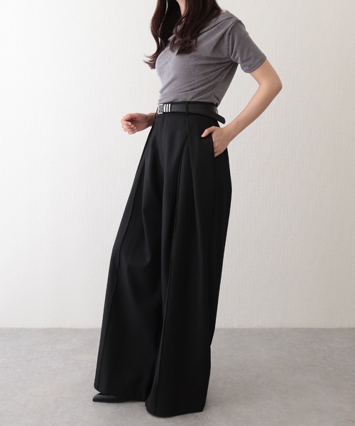 Lace Ladies(レースレディース)の「インバーテッド タック ハイウエスト センタープレス ワイドパンツ(その他パンツ・レディース・モカ/ブラック・L/M/S/XL)」の5枚目の写真