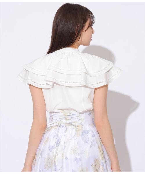 SWINGLE（スウィングル）の「ラッフルカラーボウタイブラウス（シャツ/ブラウス・レディース・ネイビー/レッド/オフホワイト・FREE）」の13枚目の写真