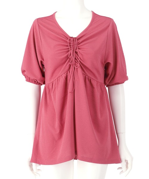 anap mimpi（アナップミンピ）の「フクレ接結カットソー ペプラムプルオーバートップス（Tシャツ/カットソー・レディース・ピンク/アイボリー/ブラック・FREE）」の22枚目の写真