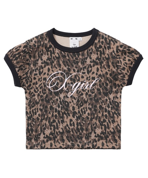 X-girl(エックスガール)の「LEOPARD S/S RINGER BABY TEE(Tシャツ/カットソー・レディース・グレー/ベージュ・S/M)」の10枚目の写真