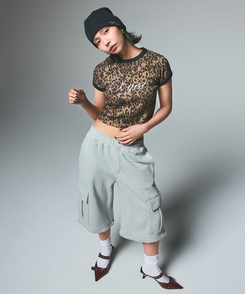 LEOPARD S/S RINGER BABY TEE（Tシャツ/カットソー）｜X-girl