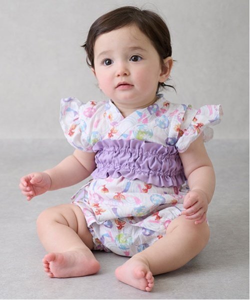 petit main(プティマイン)の「【WEB限定/リンク】girls babyアソート甚平(浴衣・キッズ・ピンク/アイボリー・80cm/70cm)」の2枚目の写真