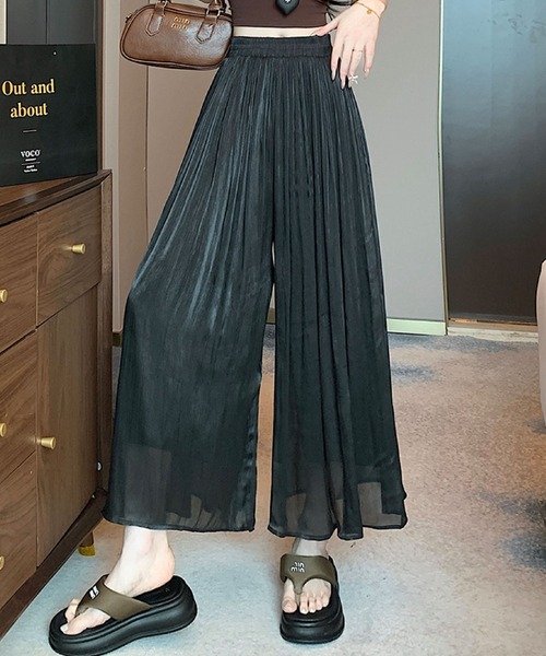 2ly2(トゥーリートゥー)の「シアー感エアリープリーツパンツ(その他パンツ・レディース・アイボリー/ブラック/ベージュ・FREE)」の1枚目の写真