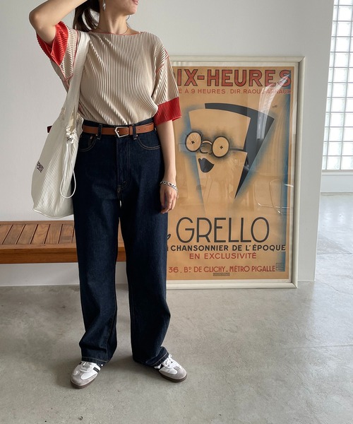 210nouve(トゥージュヌーブ)の「袖 配色 プリーツ ボートネック トップス(Tシャツ/カットソー・レディース・ブラック/アイボリー/ベージュ/グレー・FREE)」の20枚目の写真