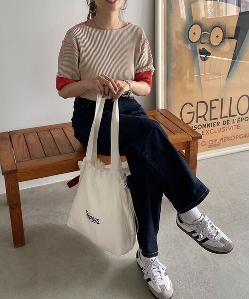 210nouve(トゥージュヌーブ)の「袖 配色 プリーツ ボートネック トップス(Tシャツ/カットソー・レディース・ブラック/アイボリー/ベージュ/グレー・FREE)」の21枚目の写真