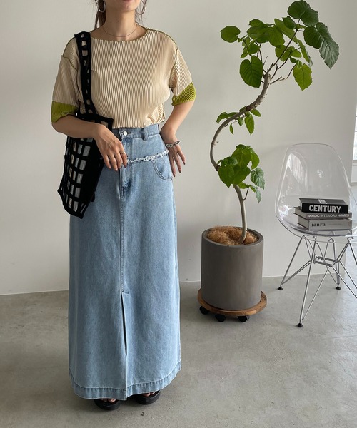 210nouve(トゥージュヌーブ)の「袖 配色 プリーツ ボートネック トップス(Tシャツ/カットソー・レディース・ブラック/アイボリー/ベージュ/グレー・FREE)」の11枚目の写真