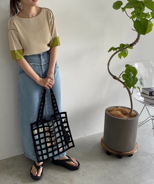 210nouve(トゥージュヌーブ)の「袖 配色 プリーツ ボートネック トップス(Tシャツ/カットソー・レディース・ブラック/アイボリー/ベージュ/グレー・FREE)」の14枚目の写真