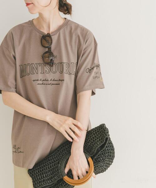 ITEMS URBANRESEARCH(アイテムズ アーバンリサーチ)の「ロゴ刺繍半袖Tシャツ(Tシャツ/カットソー・レディース・ホワイト/モカ/チャコールグレー・FREE)」の3枚目の写真