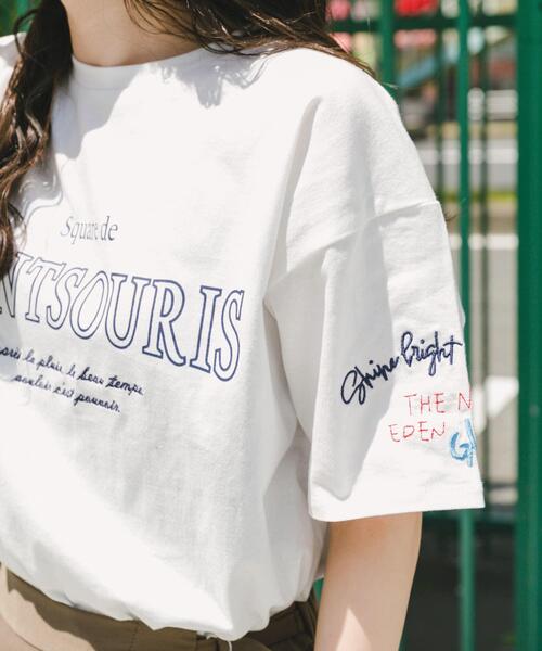 ITEMS URBANRESEARCH(アイテムズ アーバンリサーチ)の「ロゴ刺繍半袖Tシャツ(Tシャツ/カットソー・レディース・ホワイト/モカ/チャコールグレー・FREE)」の4枚目の写真