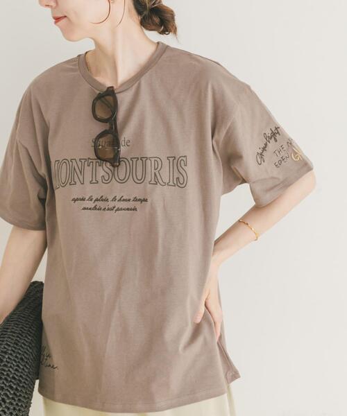 ITEMS URBANRESEARCH(アイテムズ アーバンリサーチ)の「ロゴ刺繍半袖Tシャツ(Tシャツ/カットソー・レディース・ホワイト/モカ/チャコールグレー・FREE)」の16枚目の写真