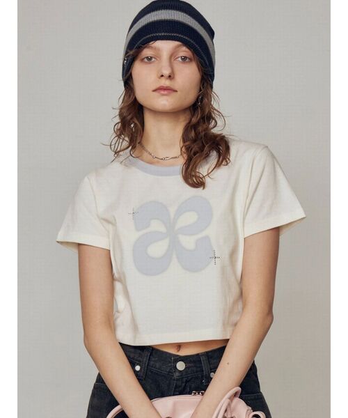 EMODA（エモダ）の「スタッズロゴTシャツ（Tシャツ/カットソー・レディース・ピンク/グレー/アイボリー・FREE）」の4枚目の写真
