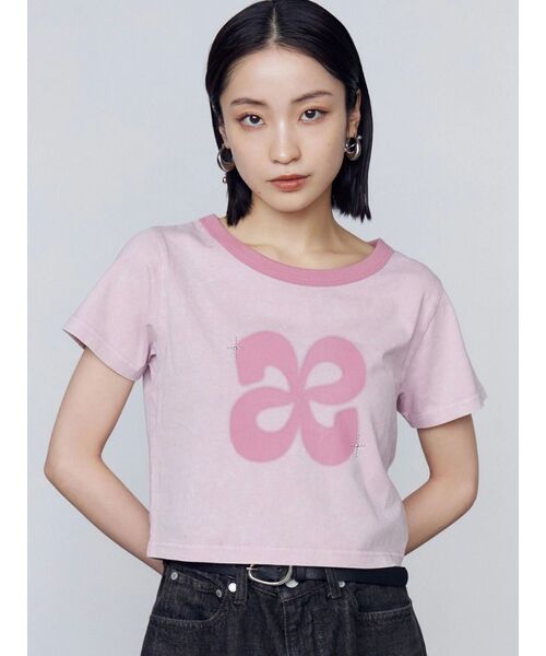 EMODA（エモダ）の「スタッズロゴTシャツ（Tシャツ/カットソー・レディース・ピンク/グレー/アイボリー・FREE）」の7枚目の写真