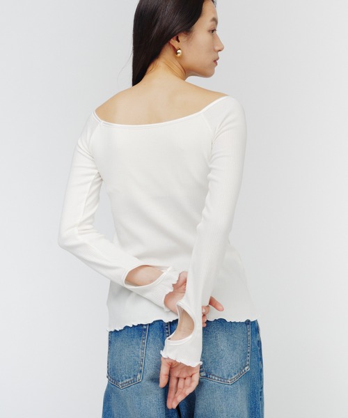 THINGS THAT MATTER(シングス ザット マター)の「SKIN BREATHING OFF SHOULDER TOPS / スキンブリージングオフショルダートップス(Tシャツ/カットソー・レディース・ベージュ/ホワイト/ピンク/ブラック・FREE)」の12枚目の写真