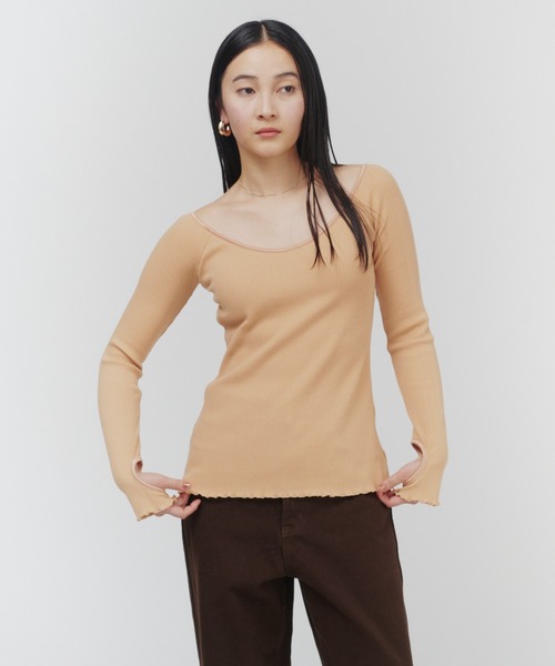 THINGS THAT MATTER(シングス ザット マター)の「SKIN BREATHING OFF SHOULDER TOPS / スキンブリージングオフショルダートップス(Tシャツ/カットソー・レディース・ベージュ/ホワイト/ピンク/ブラック・FREE)」の19枚目の写真