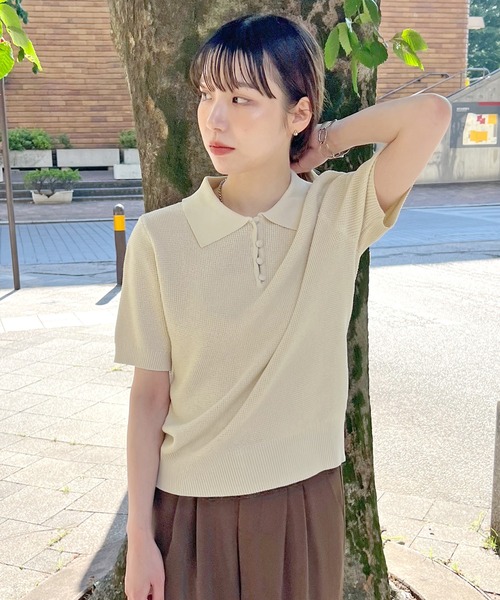 ABYS（アビス）の「サマーポロニット（ニット/セーター・レディース・ネイビー/アイボリー/カーキ・FREE）」の12枚目の写真