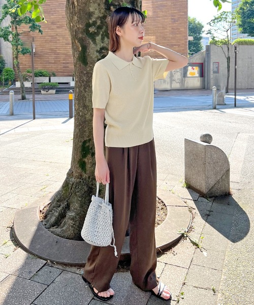 ABYS（アビス）の「サマーポロニット（ニット/セーター・レディース・ネイビー/アイボリー/カーキ・FREE）」の9枚目の写真