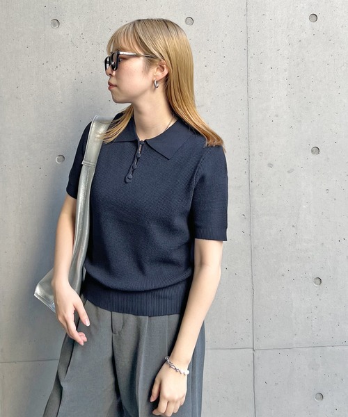 ABYS（アビス）の「サマーポロニット（ニット/セーター・レディース・ネイビー/アイボリー/カーキ・FREE）」の20枚目の写真