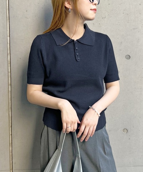ABYS（アビス）の「サマーポロニット（ニット/セーター・レディース・ネイビー/アイボリー/カーキ・FREE）」の18枚目の写真