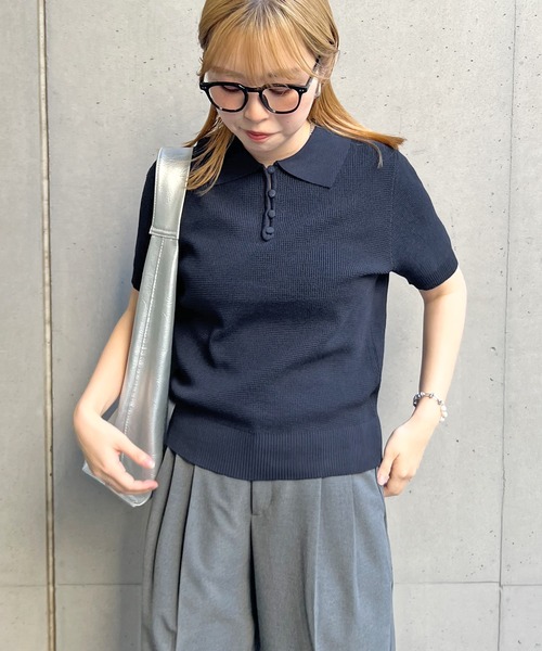 ABYS（アビス）の「サマーポロニット（ニット/セーター・レディース・ネイビー/アイボリー/カーキ・FREE）」の17枚目の写真