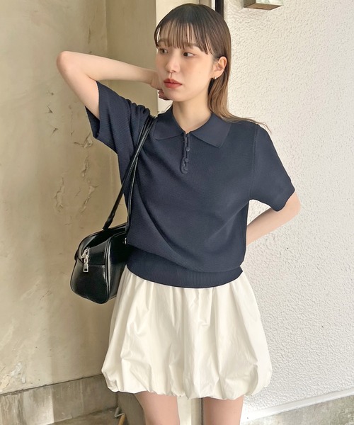 ABYS（アビス）の「サマーポロニット（ニット/セーター・レディース・ネイビー/アイボリー/カーキ・FREE）」の16枚目の写真