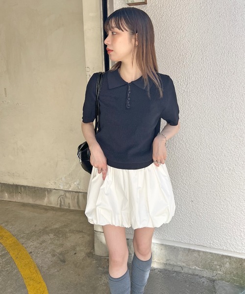 ABYS（アビス）の「サマーポロニット（ニット/セーター・レディース・ネイビー/アイボリー/カーキ・FREE）」の15枚目の写真